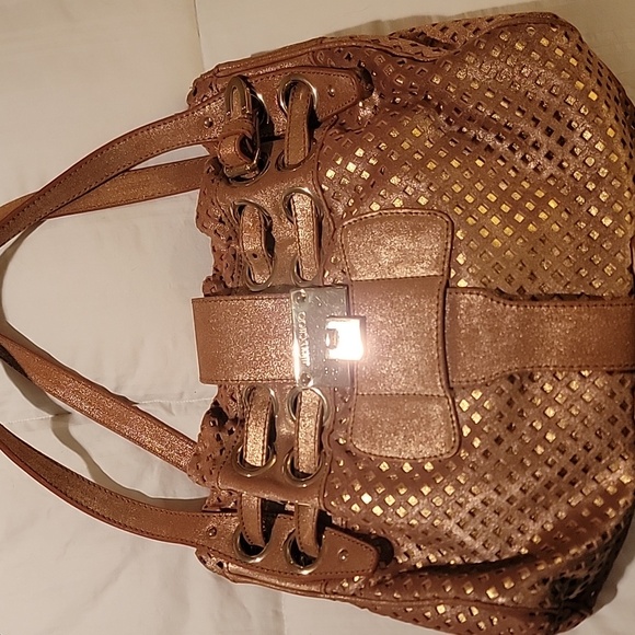 Jimmy Choo Tan Metallic Riki Shoulder Bag - Picture 1 of 14
